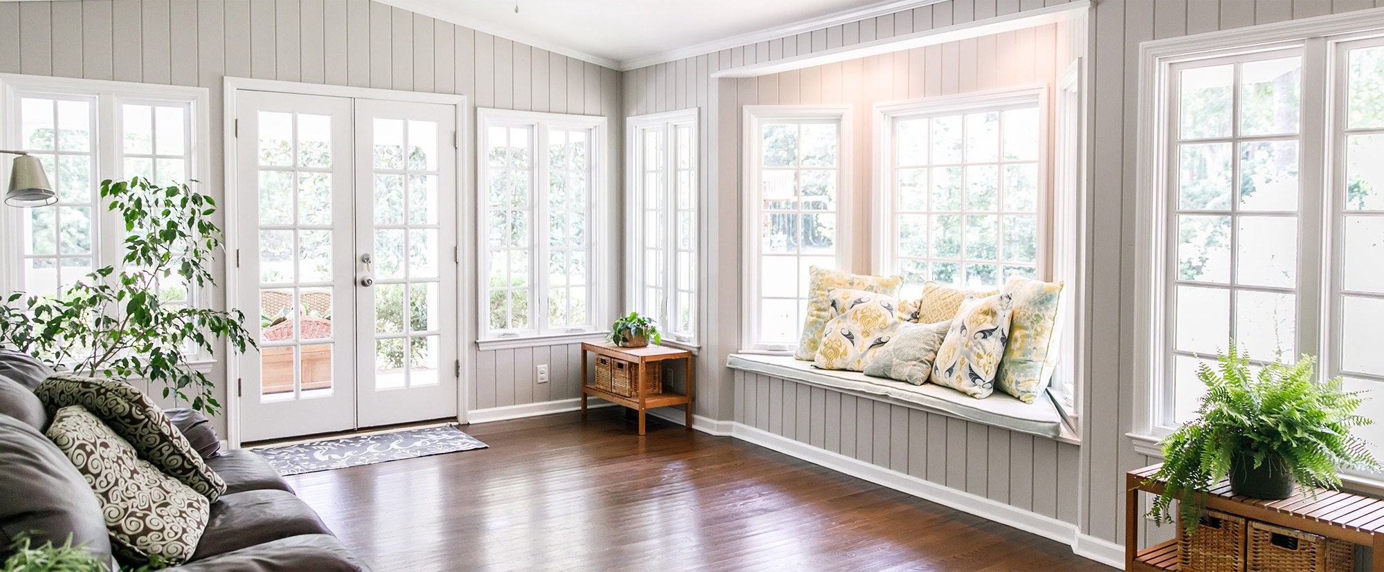 Professionally installed window frames and glass