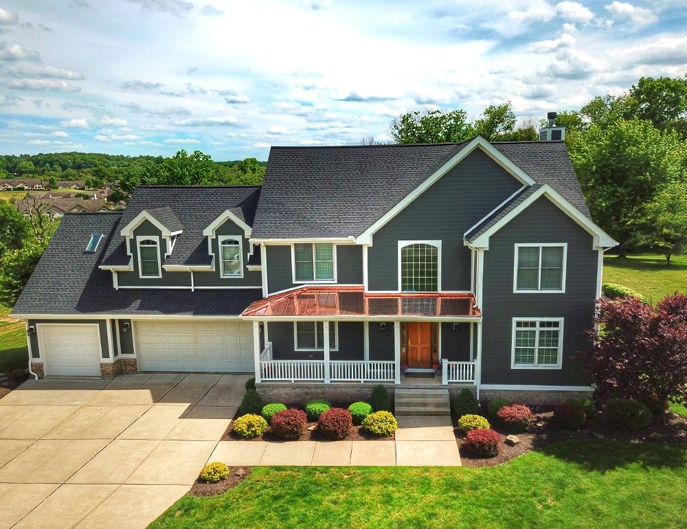 Asphalt roof replacement on two story home