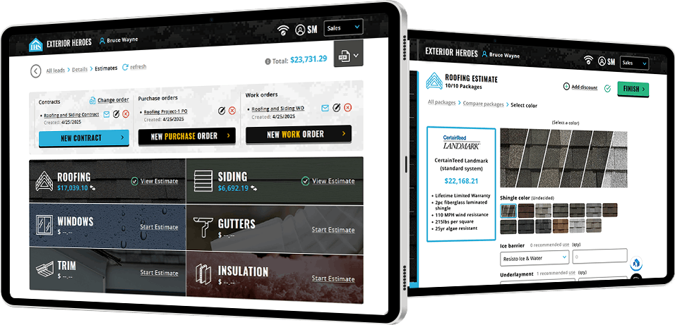 Exterior Heroes' pricing application used on every project